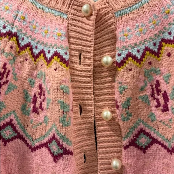 LoveShackFancy Honeypie Cardigan in Berry Smash - Picture 4 of 8